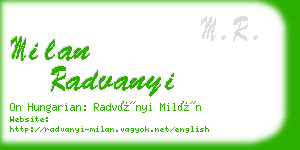 milan radvanyi business card